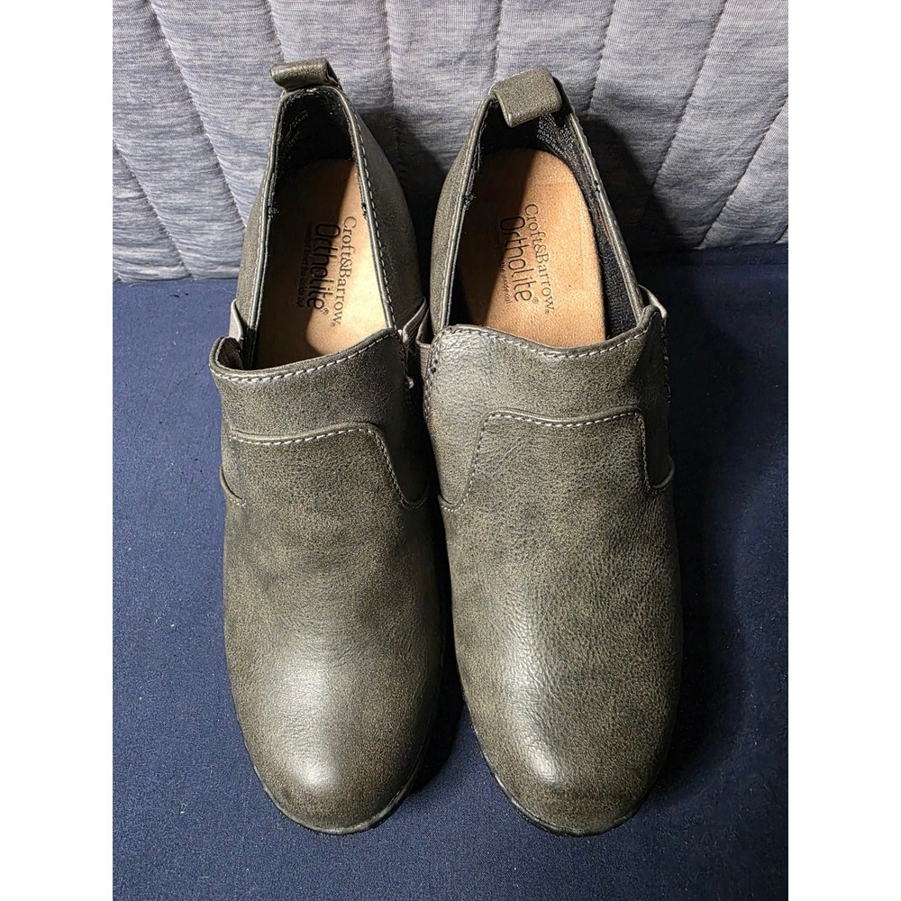 643 Croft & Barrow Ortholite Grey Ankle Boots Block Heel Shooties Womens 6 M